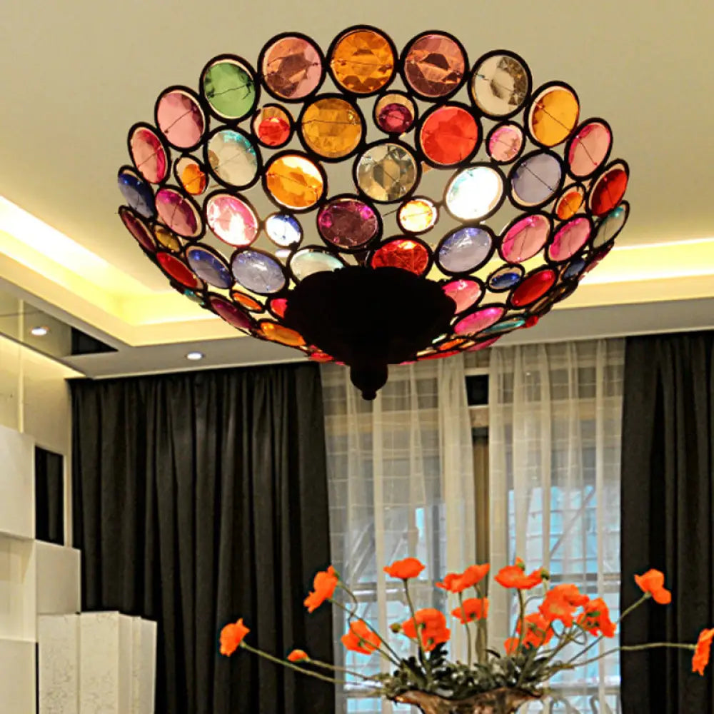 12&rsquo;/19.5&rsquo; Flush Mount Metallic Ceiling Light With Acrylic Design - Brass Finish For Living Room