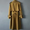 Lengthen Loose Trench Mens Large Size 2022 Autumn New Turn-Down Collar Over Knee Double Breasted Solid Long Outerwear Male
