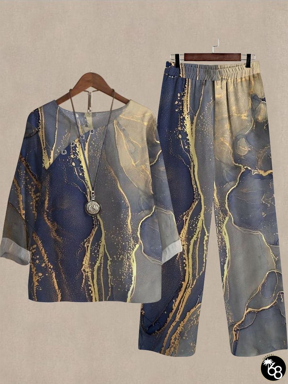 Spring And Autumn Art Inkjet Print Casual Two-piece Suits | 168DEAL