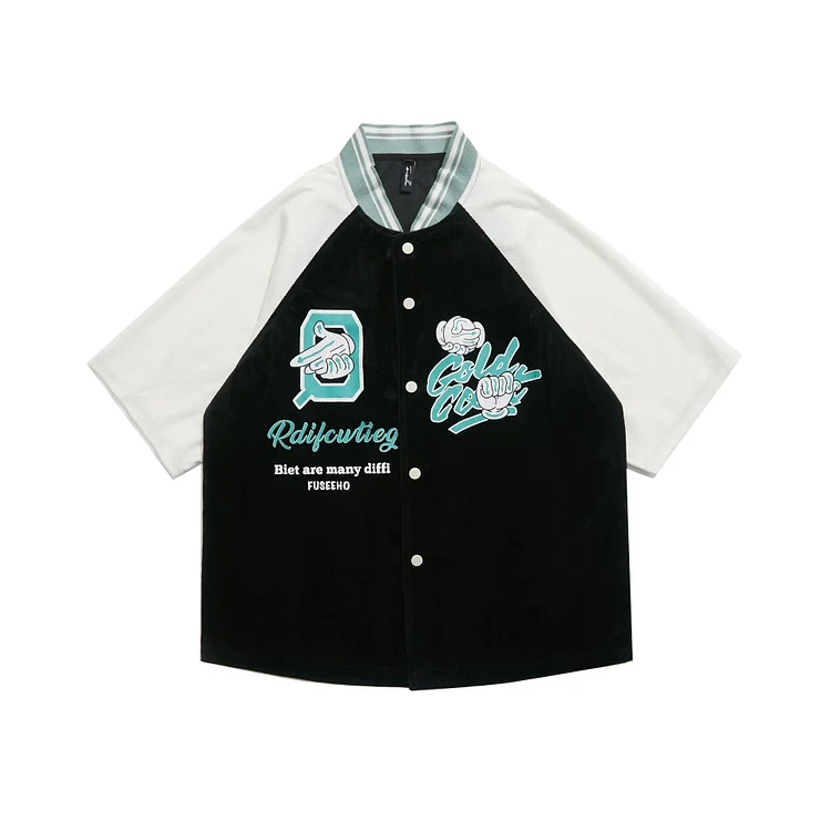 Varsity Jacket for Men Baseball Jackets Short Sleeve Shirt Men Summer Casual Street Fashion Shirt