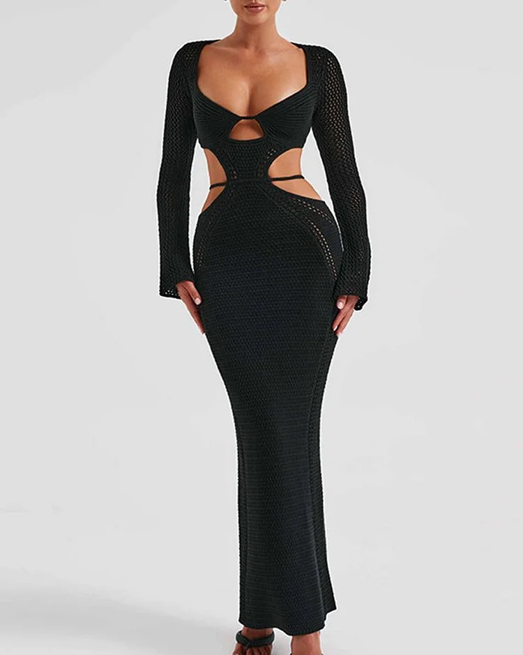 Spicy Cut Out Knitted Maxi Dress