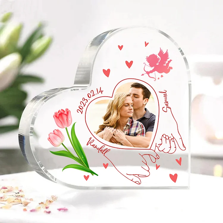 Photo-Personalized Couple Acrylic Ornament-Custom Acrylic  Heart Keepsake Desktop Ornament for Couple