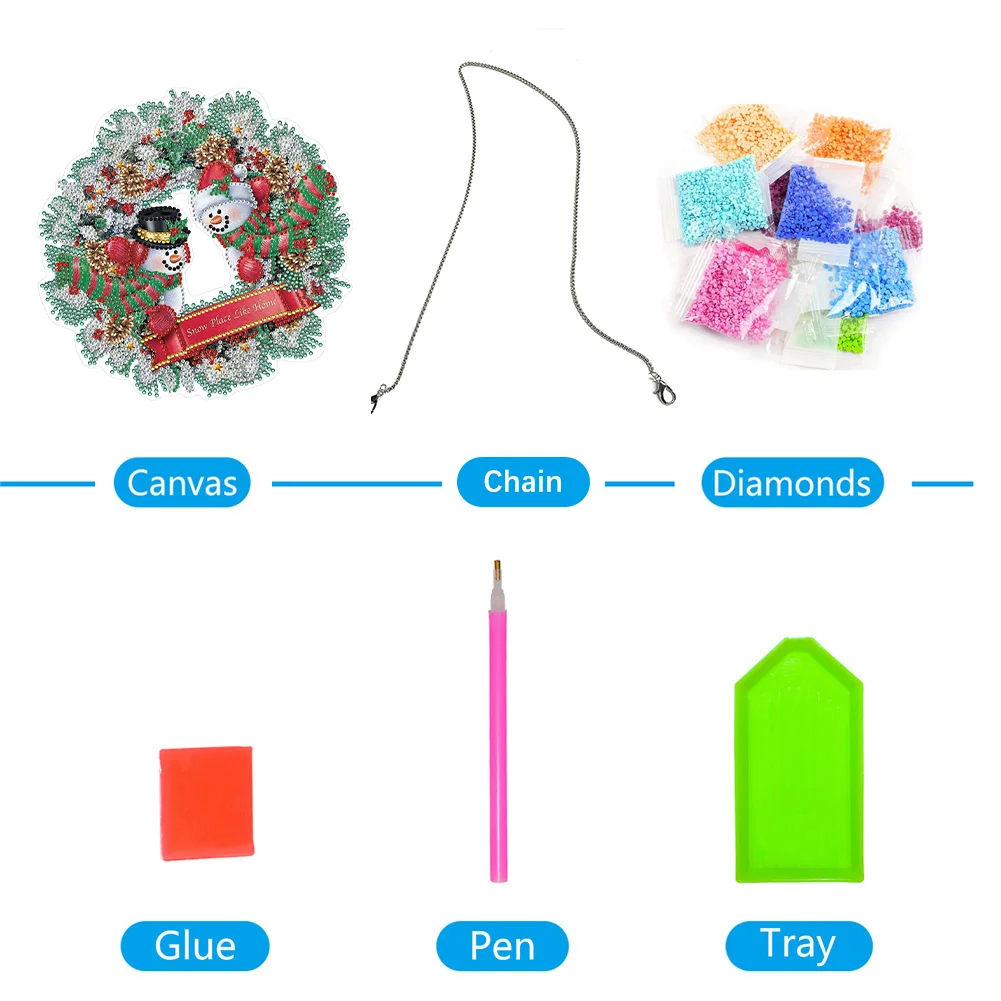 5D DIY Hanging Wreath Diamond Christmas Diamond Wall Decor Wreath