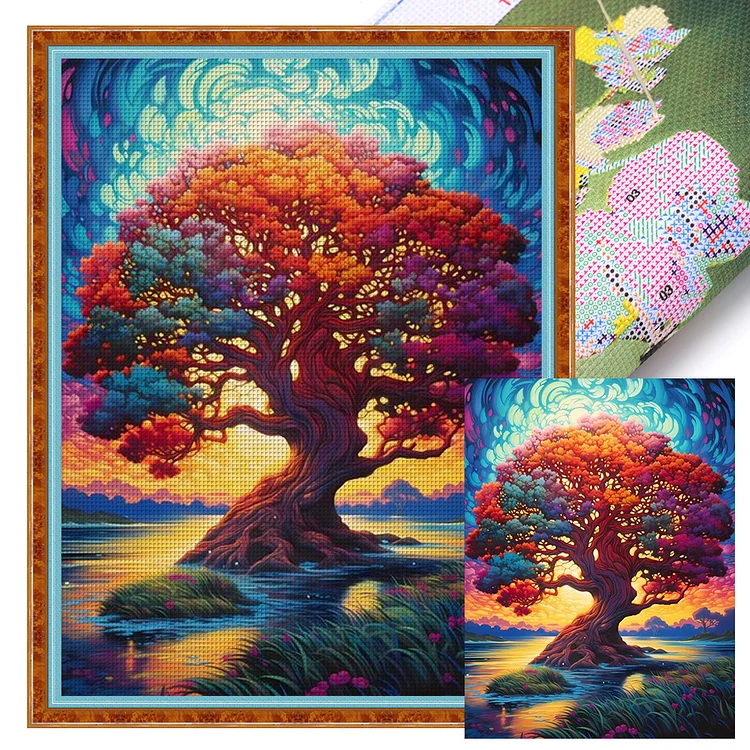 【Huacan Brand】Life Tree 14CT Stamped Cross Stitch 45*60CM
