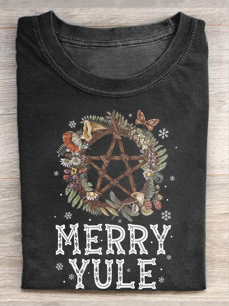 Unisex Merry Yule Printed Casual Short-Sleeved T-Shirt