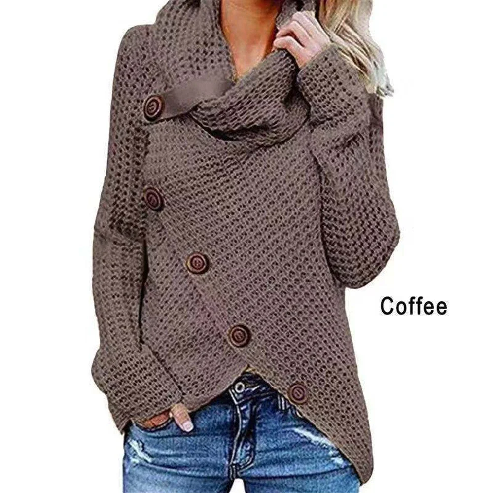Uveng Turtleneck Loose Solid Color Women's Sweater Long Sleeve Pullover