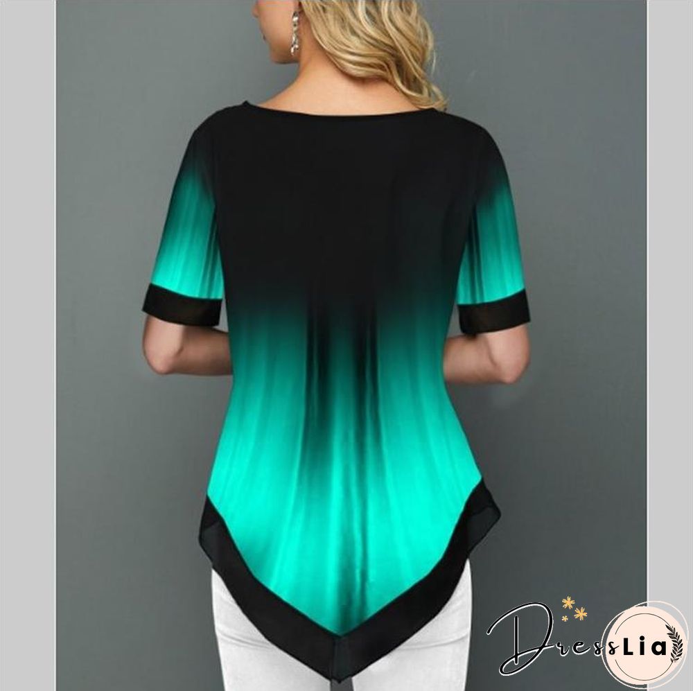 Shirt Blouse Fashion Large Size Tops Women Casual V Neck Shirt Ladies Loose Floral Print Tunic Shirt