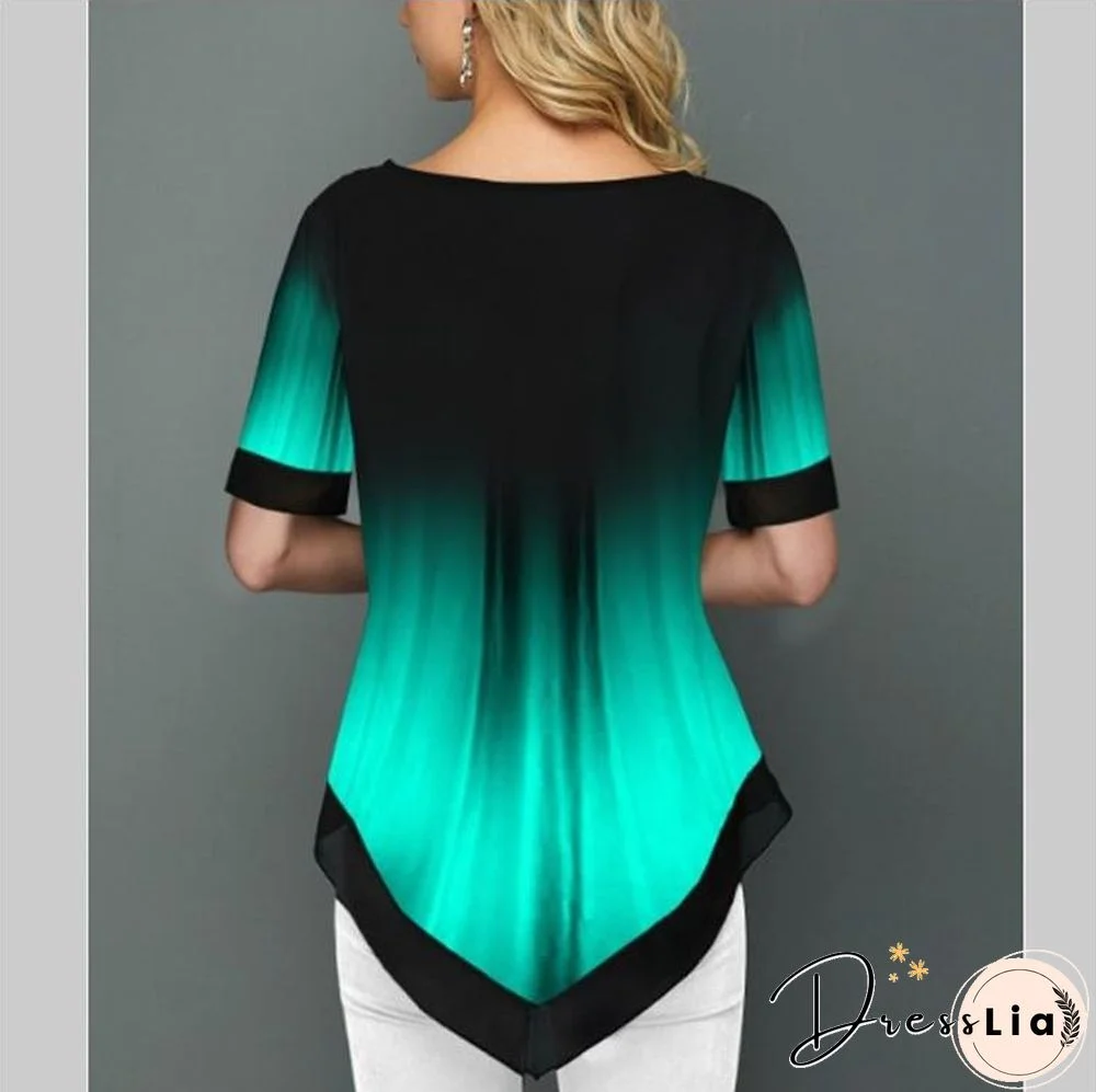 Shirt Blouse Fashion Large Size Tops Women Casual V Neck Shirt Ladies Loose Floral Print Tunic Shirt