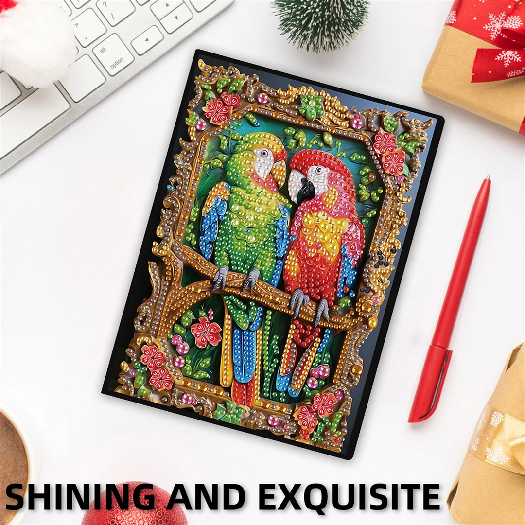 2pcs Bird Partial DIY 50 Pages A5 Diamond Painting Notebook for Study Drawing