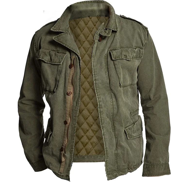Men's Vintage Distressed Long Sleeve Jacket