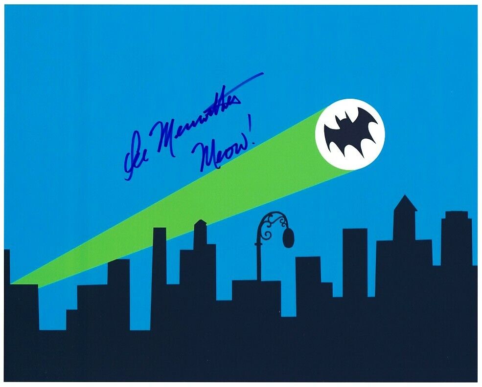 LEE MERIWETHER signed BATMAN color 8x10 w/ coa UNIQUE BAT LOGO OVER GOTHAM CITY