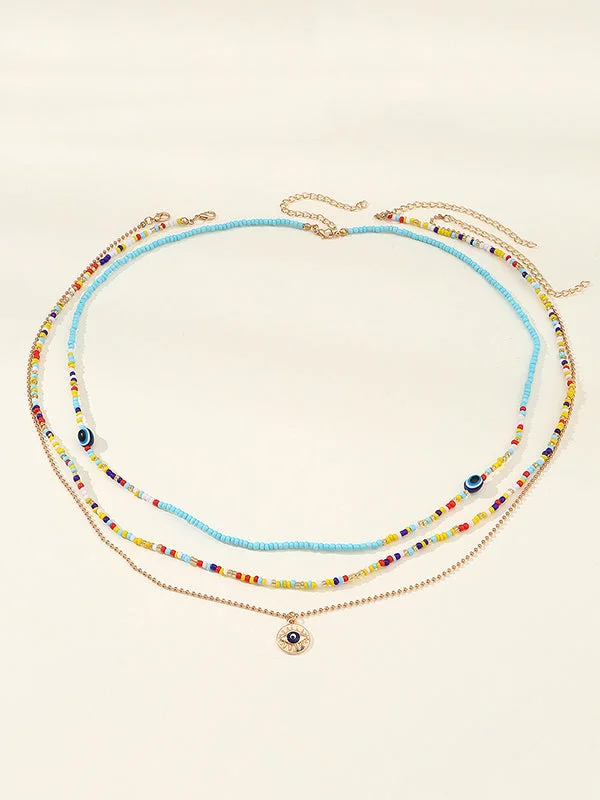Beaded Contrast Color Multi-Colored Triple Layered Waist Chain Accessories