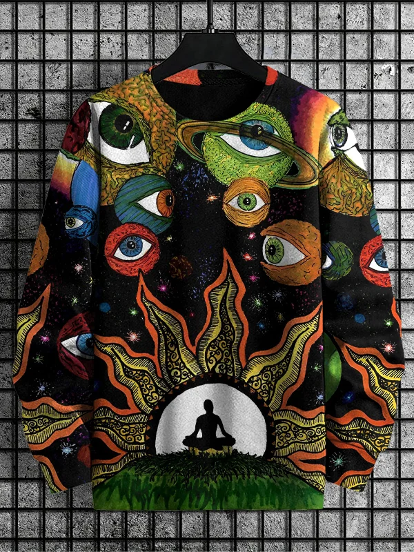 Men's Psychedelic Eyeball Meditation Spiritual Art Print Casual Sweatshirt