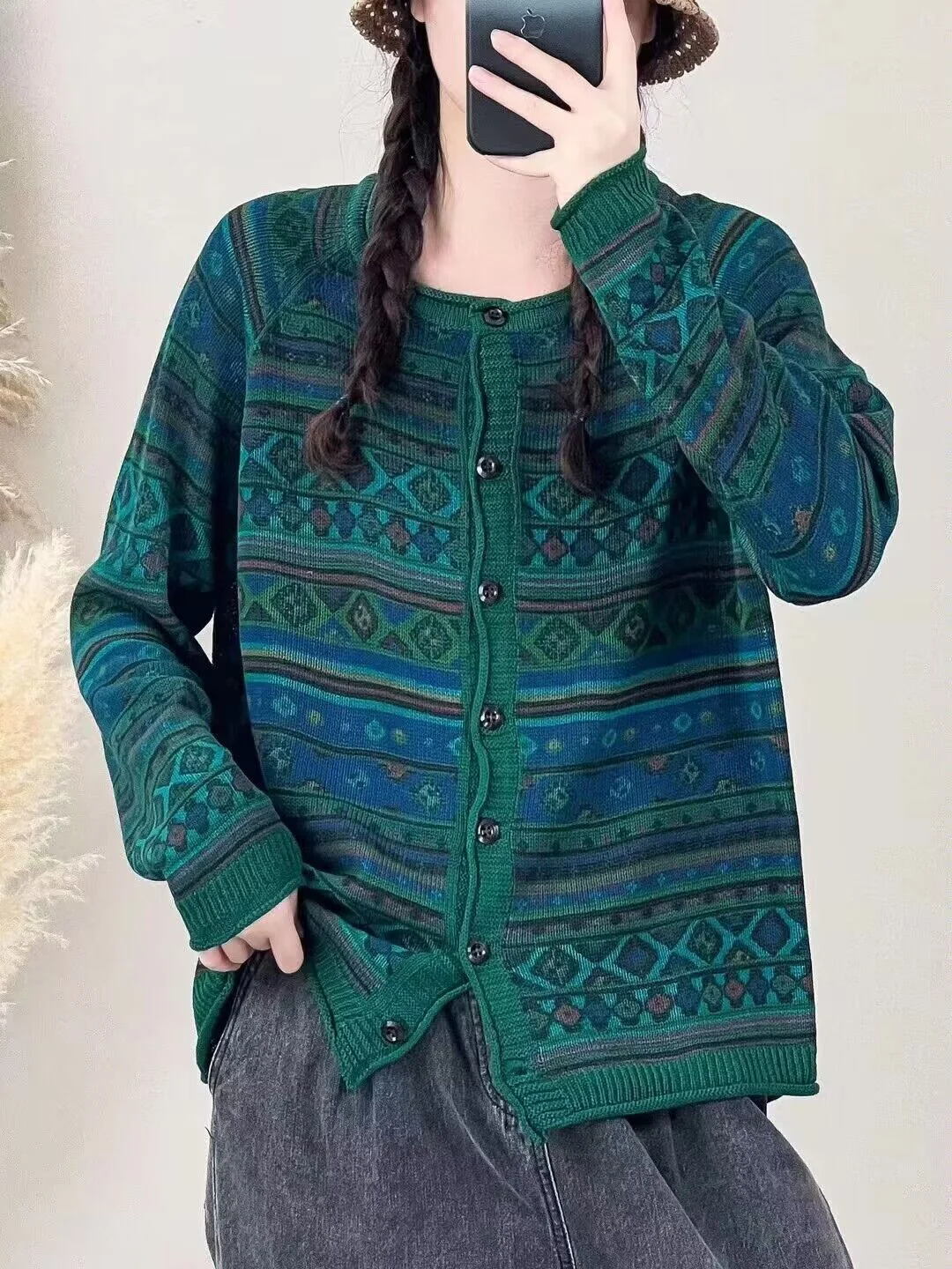 Chicfifth Sweater Women Winter Long Sleeve High Quality Autumn Vintage Top Knitted Cardigan