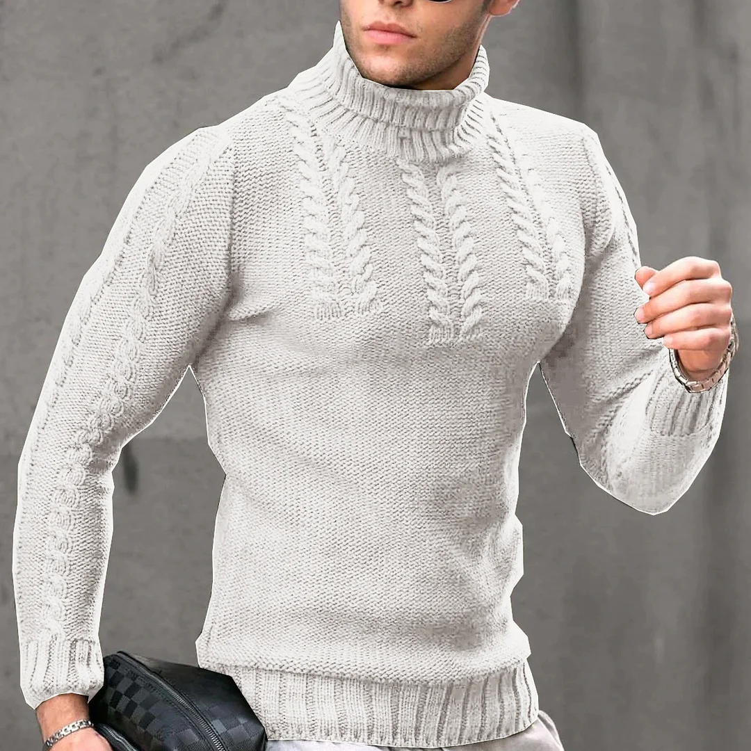 Brownm Brownm And Winter New Men's Sweater Men's Turtleneck Flower Long Sleeve Sweater Warm Head Sweater Male