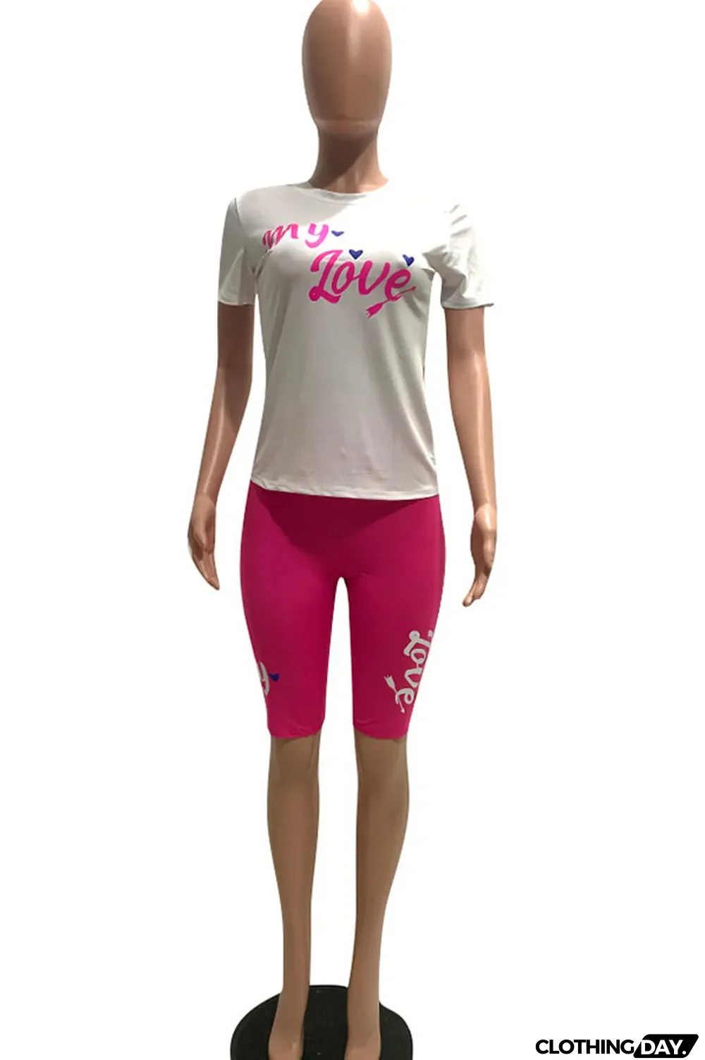 Yellow Fashion Casual Letter Print Two Piece Suits pencil Short Sleeve Two Pieces