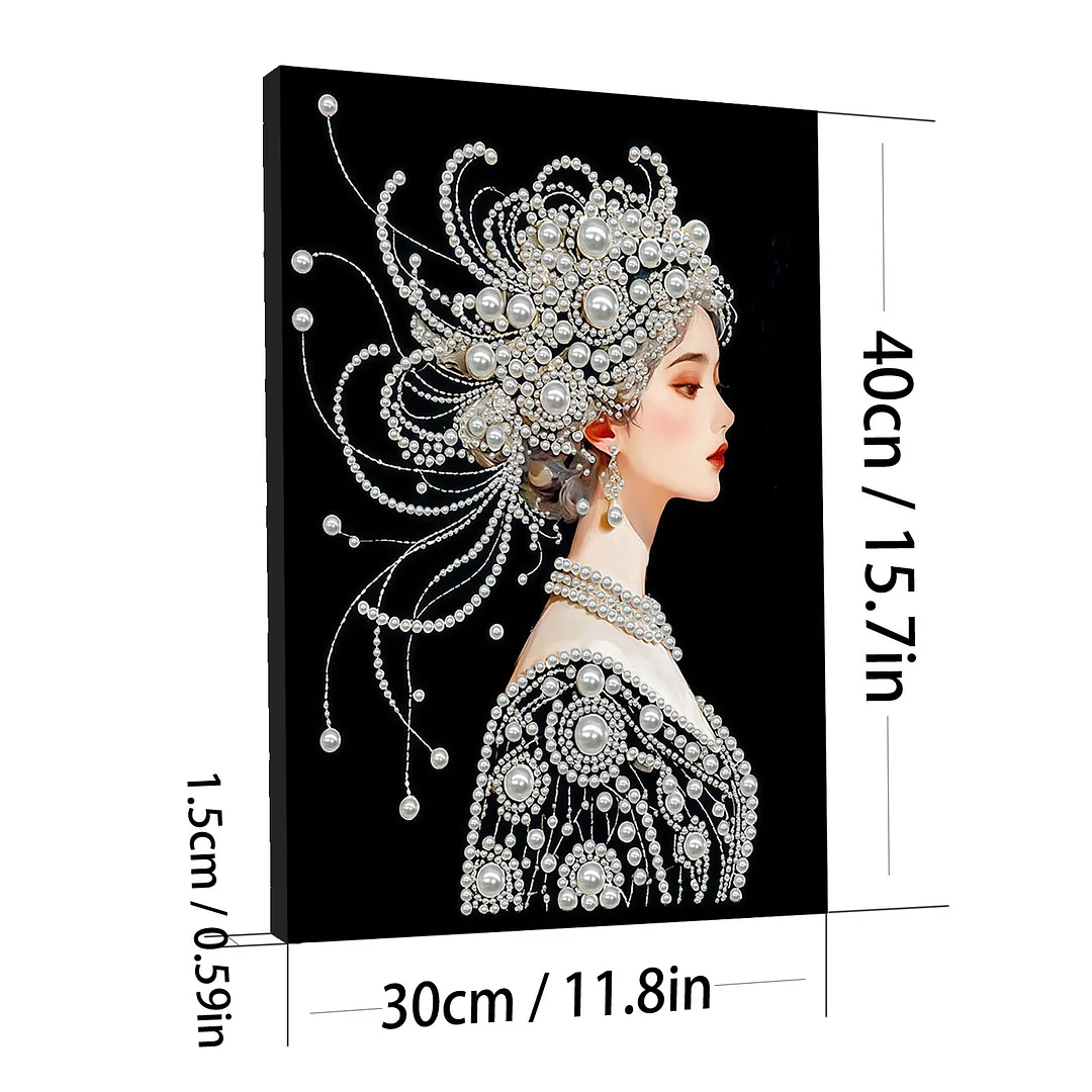 Ancient Girl DIY Pearl Diamond Art Painting Kit with Frame 11.81x15.75in Decor