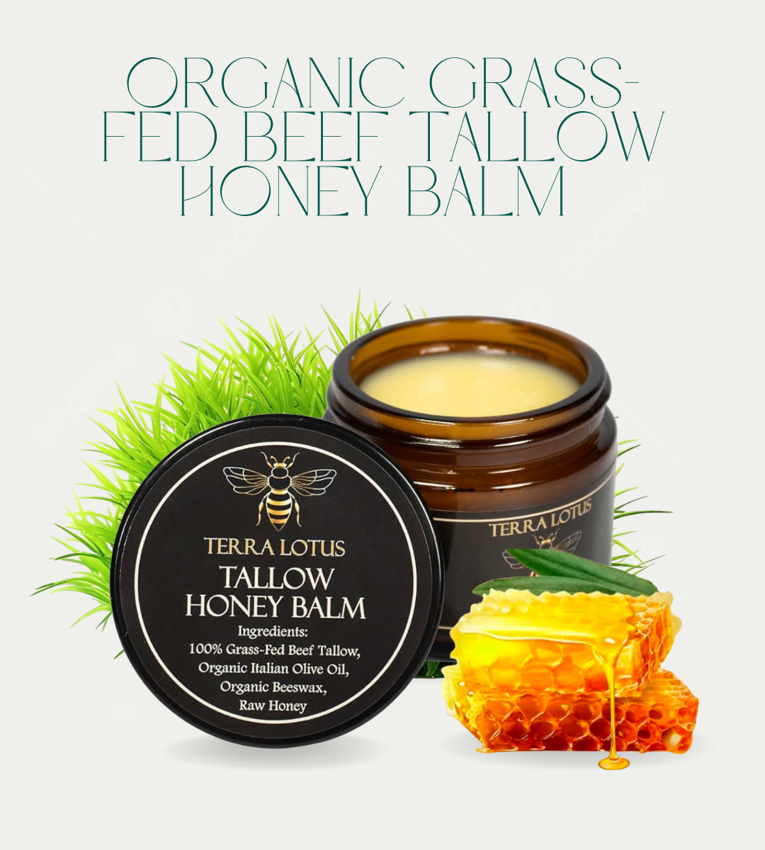 Organic Grass-Fed Beef Tallow Balm with Pure Raw Honey
