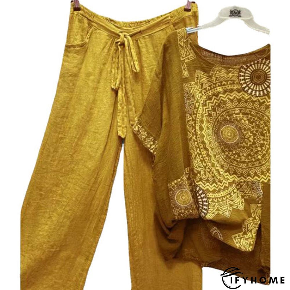 Printed Round Neck Short Sleeve T-shirt | IFYHOME