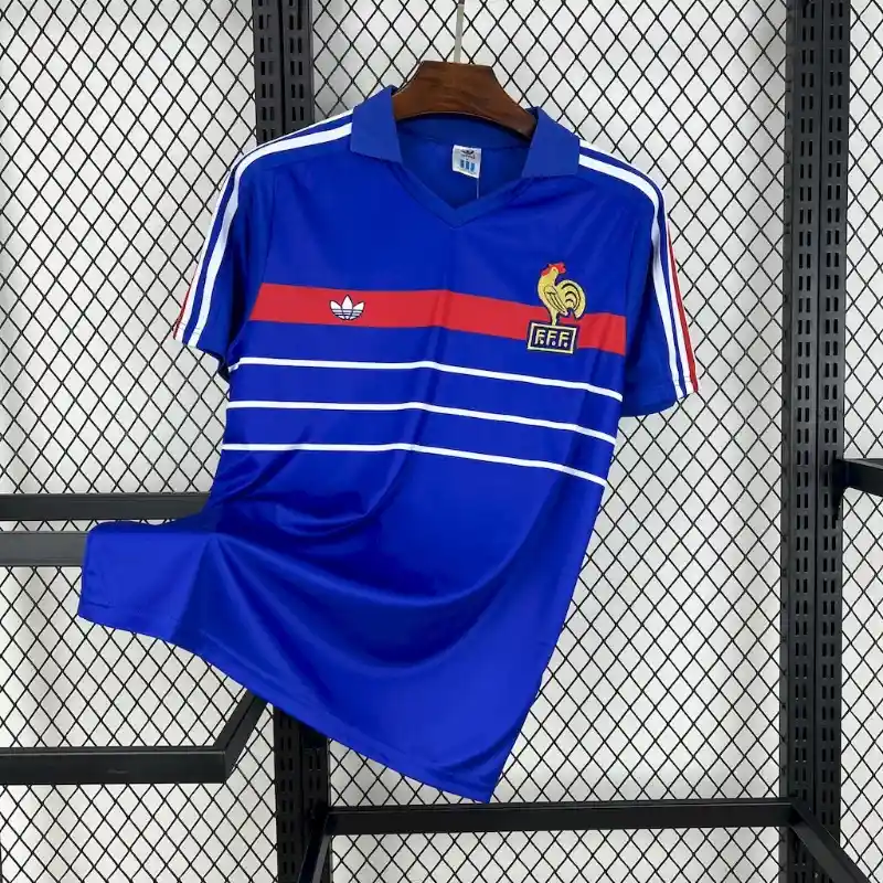 Retro 1984 France Soccer Jersey Home