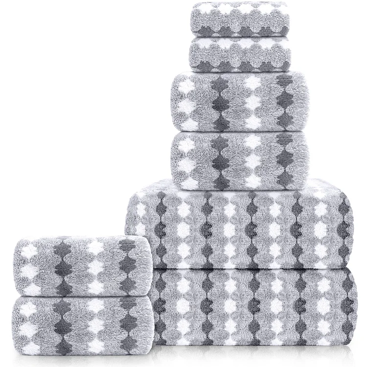 Sanmadrola Bath Towels Set of 8, 2 Bath Towels 2 Hand Towel 4 Washcloths-700 GSM 100% Cotton High Absorbent Quick Dry Blue Bath Sheets for Bathroom,Gym,Hotel