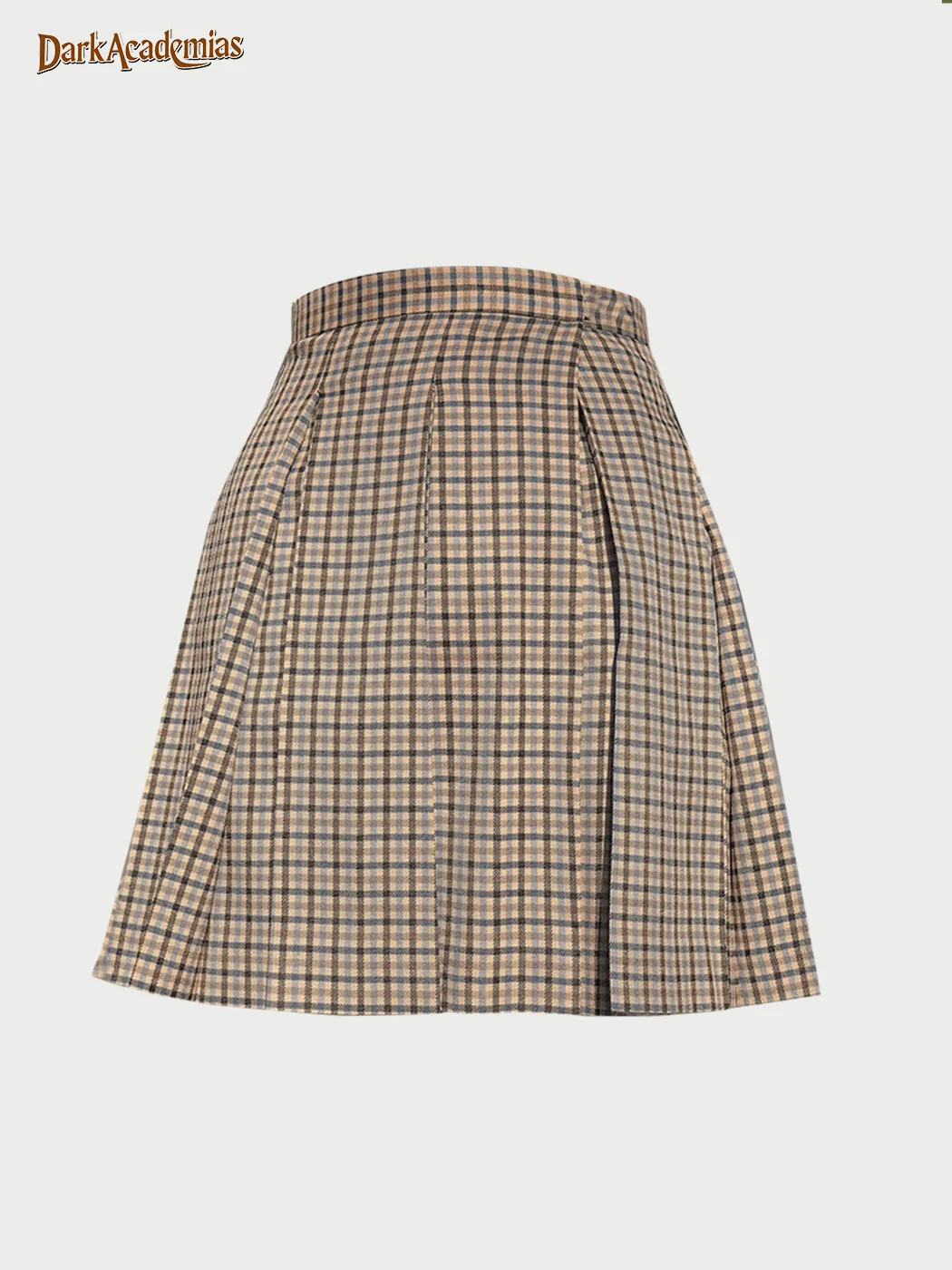 Tea Brown British College Pleated Skirt / DarkAcademias /Darkacademias