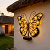 LED Solar-Powered Wall Lamp Hollow Out Wall Decoration Light Wrought Iron Decorative Light IP65 Waterproof Solar Ambient Landscape Lights for Villa Garden Courtyard Decor