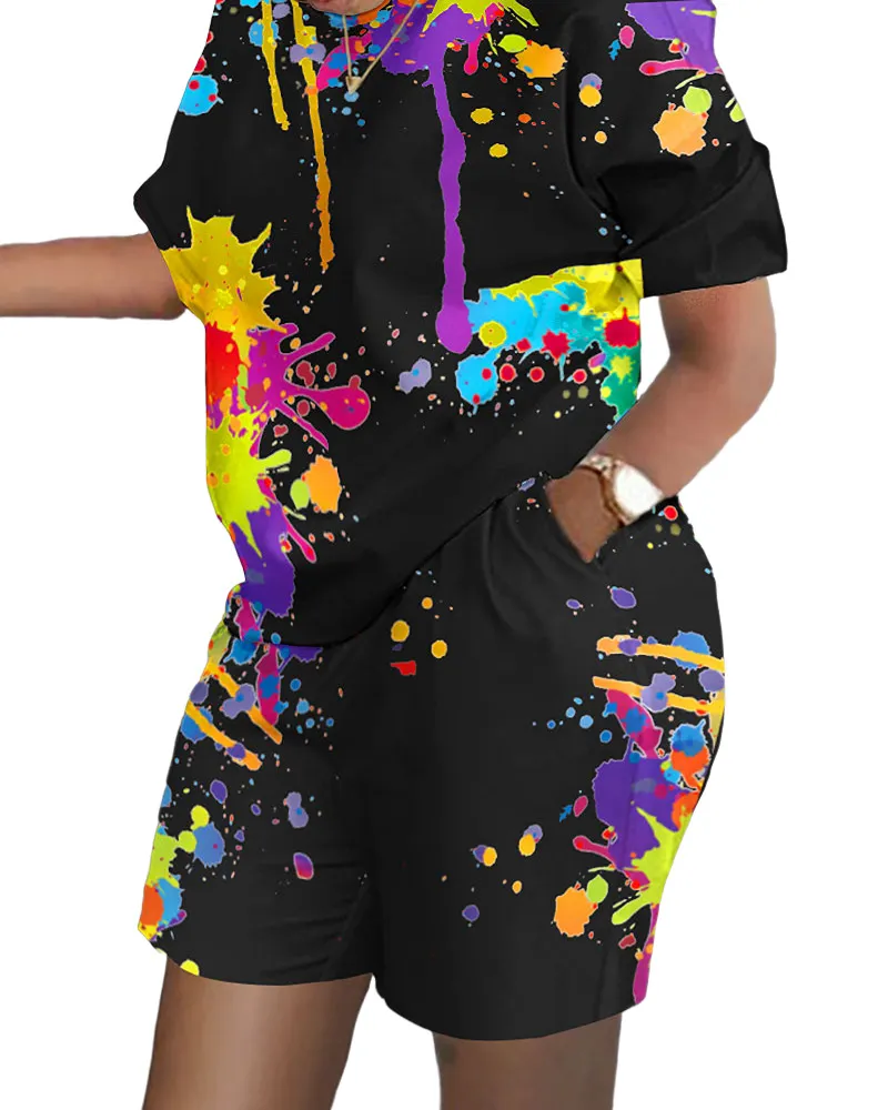 Uveng Uveng Women's Explosive Print Short Sleeve Two-Set Commuter Set