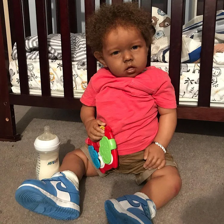  [NEW!] Handmade 20" African American Silicone Tape Cloth Body Reborn Toddler Baby Boy Doll Set - Reborndollsshop®-Reborndollsshop®