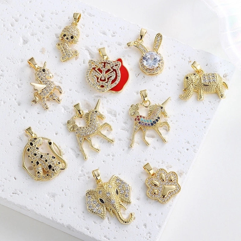 1 Piece Copper Lion Elephant Horse Pendant