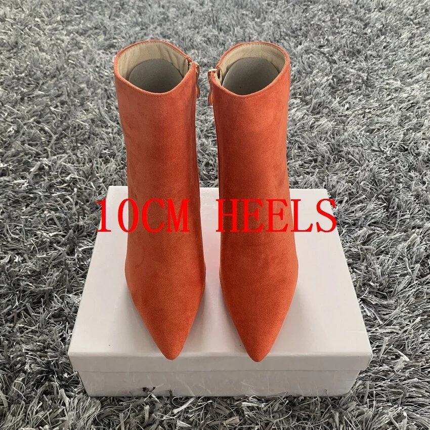 Brand Fashion Women Ankle Boots Zip Pointed Toe Footwear 10CM High Heels Female Boots Party Shoes Women 2020 New Winter