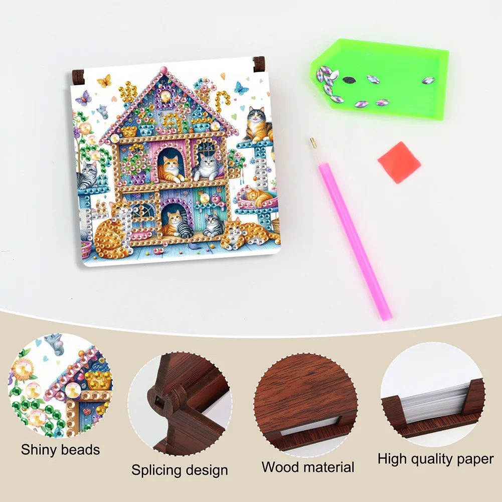 DIY Cat Diamond Painting Note Box Paper 160 Sheets of Paper for DIY Art Craft