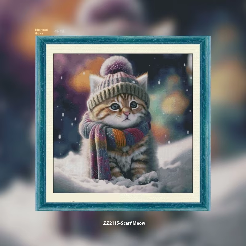 1set DIY Printed Cross Stitch Kit 【ZZ2115-Scarf Meow】printed (stamped) cross-stitch Painting Fairy Cross Stitch