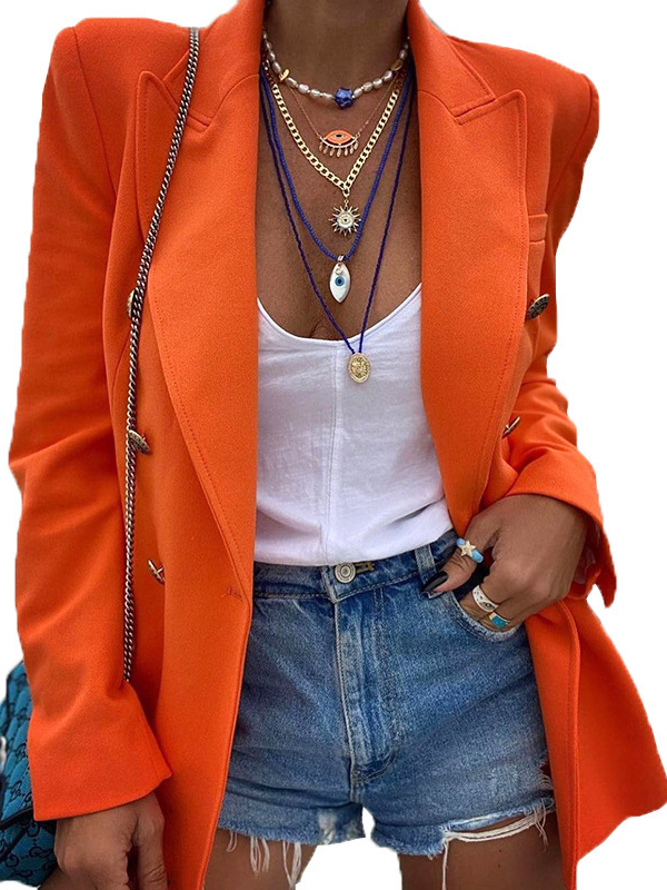 Buttoned Casual Closure Collar Outerwear