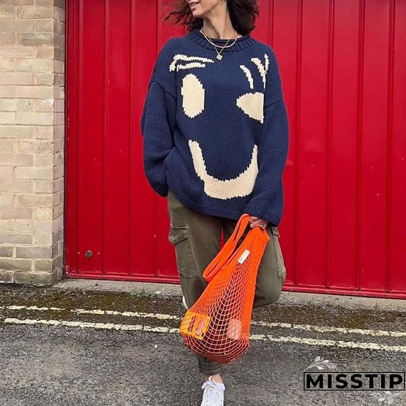 Smiley Casual Knit Sweater