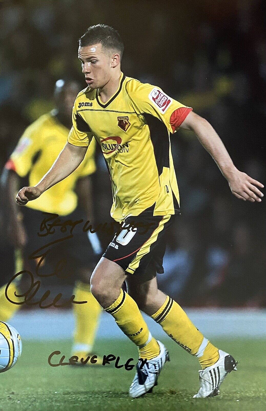 Tom Cleverley Genuine Hand Signed Watford 12x8 Photo Poster painting