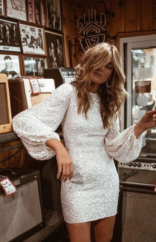 Mature Women Casual Summer Sequin Embroidered Crew Neck Pencil Skirt Dress