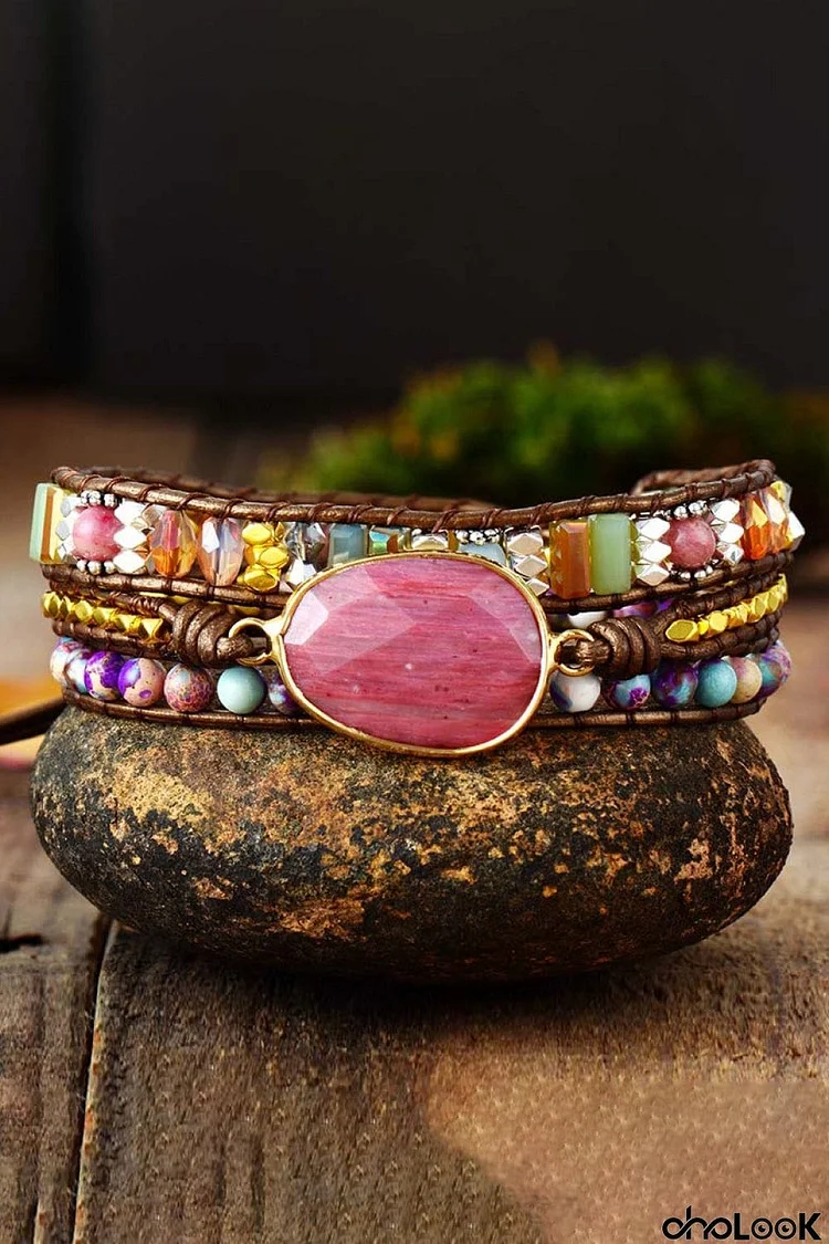 Handmade Crystal Beaded Natural Stone Bracelet