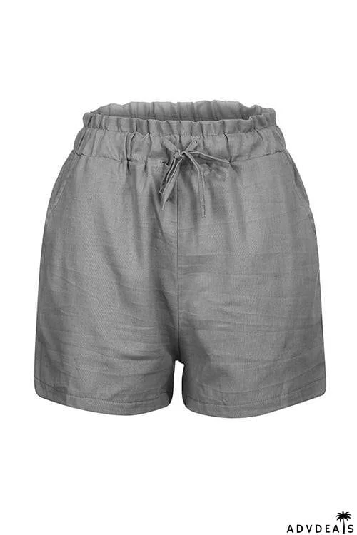 Elastic Waist Linen Shorts
