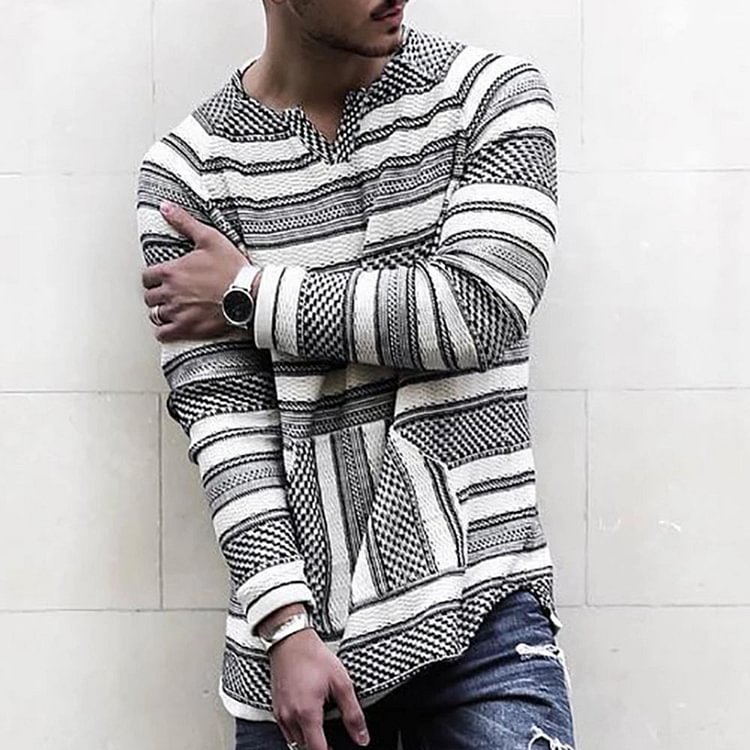 Round Neck Casual Color Block Patchwork Long Sleeve Men's T-shirt