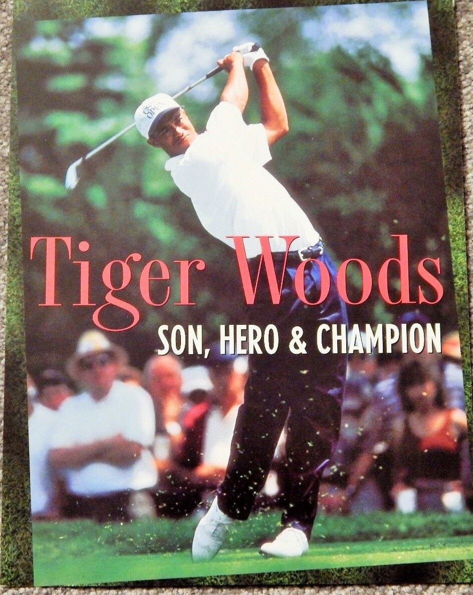 TIGER WOODS: SON HERO & CHAMPION (1997; VIDEO DEALER BROCHURE) NICE Photo Poster paintingS RARE