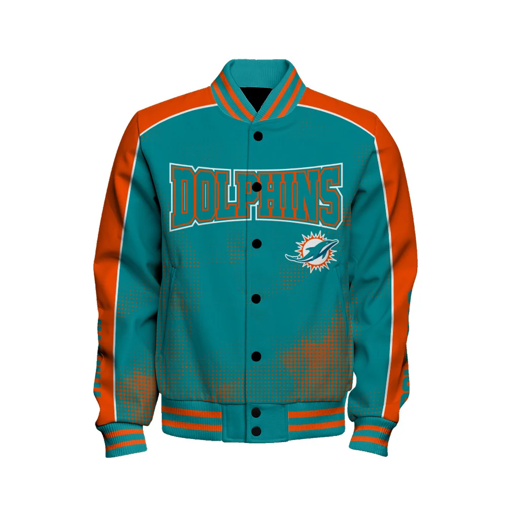 Miami Dolphins Football Team 2024 - 25 Heart Beats In Unison Unisex Varsity Jacket