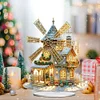 (US Only)2D Flat Print Winter Christmas House DIY 5D DIY Diamond Art Tabletop Decorations