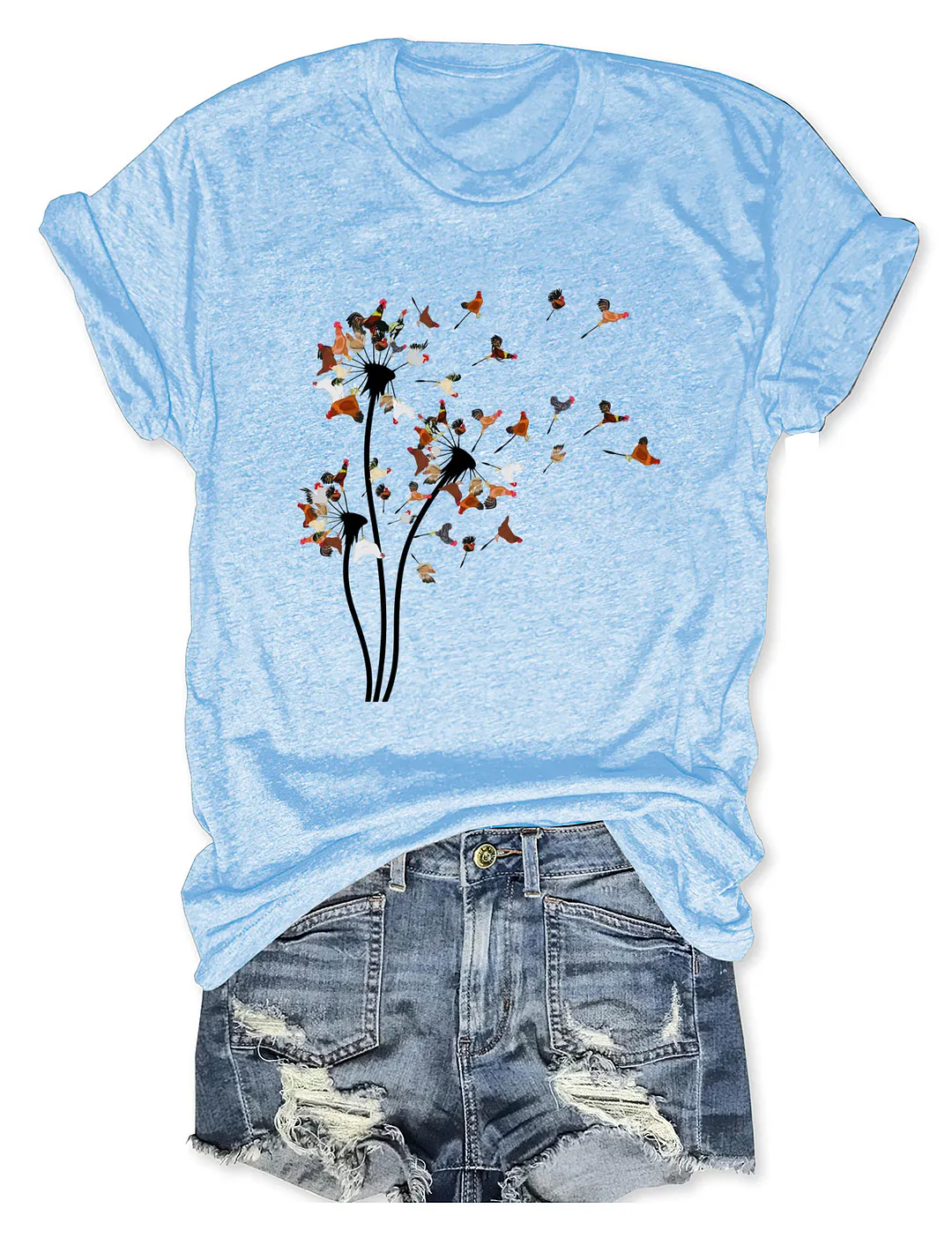 Chicken Dandelion Flower T-shirt