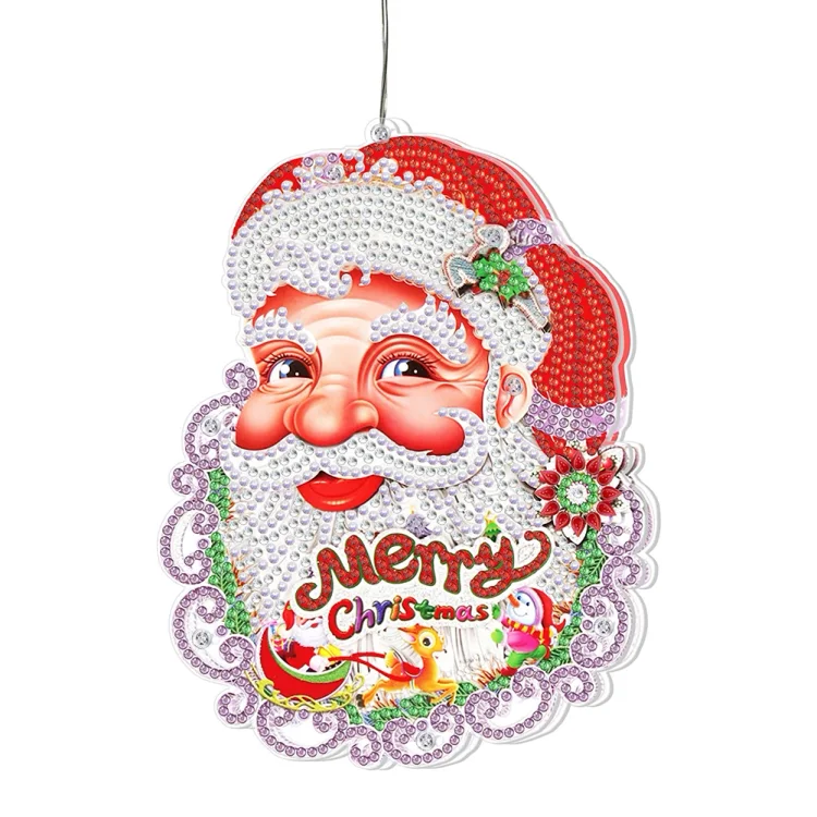 Christmas Ornament Kit Special Shape Rhinestone DIY 5D Diamond Painting LED  Lights Christmas Diamond Art Pendant Lamp Xmas Home Decoration Gift 