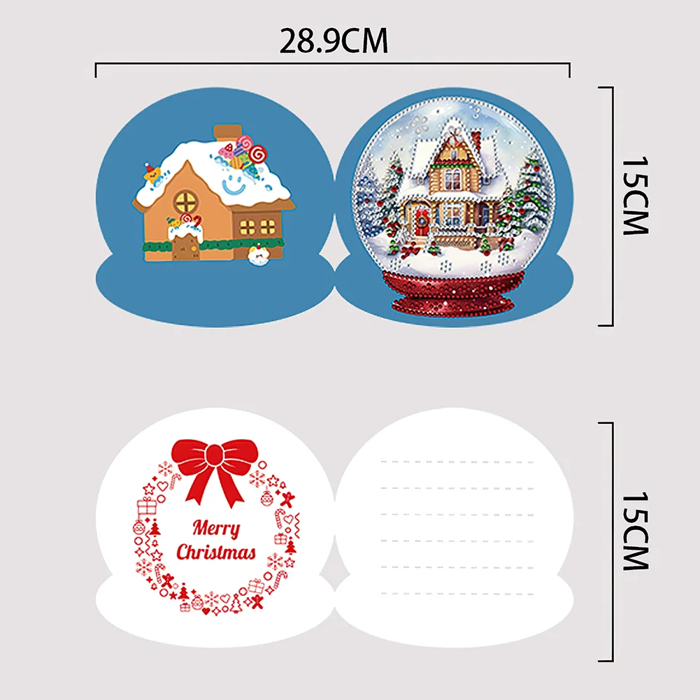 5pcs Xmas Christmas Cottage Special Shape Diamond Drawing Card Diamond Card【With White Envelope】