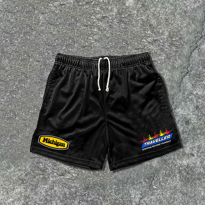 Casual Michigan Traveler Mesh Drawstring Shorts