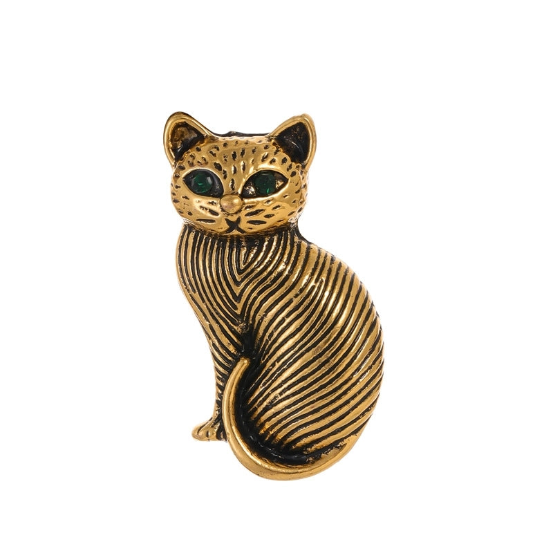 Retro Pin Cat Alloy Plating Inlay Rhinestones Unisex Brooches