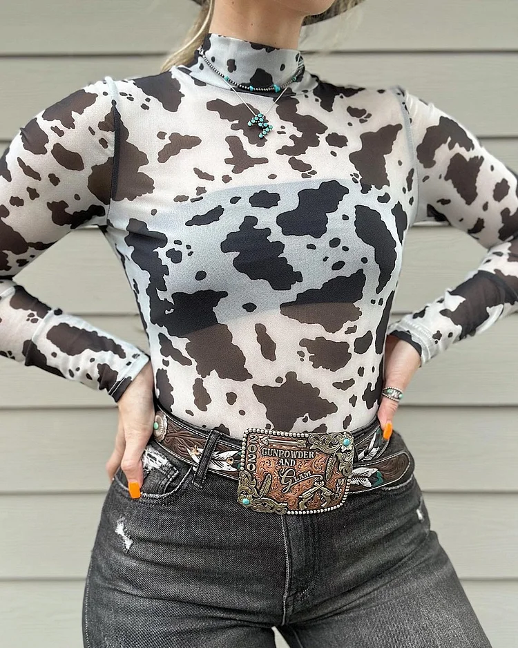 Cow Roundup Mesh Top