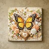 Framed Diamond Painting - Special Shaped - Yellow Butterfly and Flowers (25x25cm)